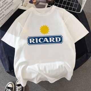 เสื้อยืดแขนสั้น ผ้าฝ้าย พิมพ์ลาย Ricard หรูหรา แฟชั่นฤดูร้อน สําหรับผู้ชาย ส่งฟรี   