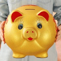 กระปุกออมสินแบบเปิดไม่ได้ กระปุกออมสิน 2023 ใหม่ Golden Piggy Bank Boys Piggy Piggy Bank Oversized Withdrawable Deposit Banknote Coins