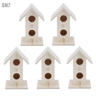 SN7 5Pcs Wood Birdhouse Garden Weatherproof Nesting Bird Cage for Bluebird Finch Chickadee