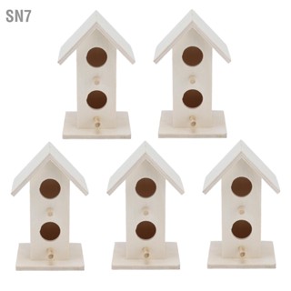 SN7 5Pcs Wood Birdhouse Garden Weatherproof Nesting Bird Cage for Bluebird Finch Chickadee