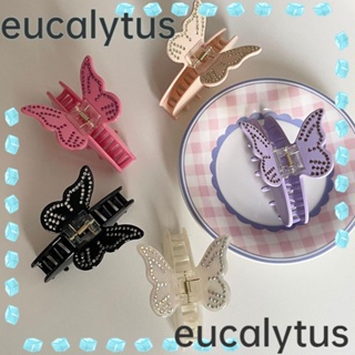 Eucalytus1 กิ๊บติดผม รูปผีเสื้อ ปลาฉลาม กันลื่น ประดับพลอยเทียม เครื่องประดับ สําหรับผู้หญิง