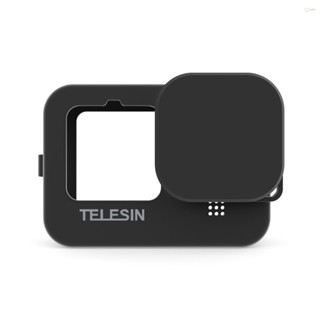 [พร้อมส่ง] Telesin เคสซิลิโคนนิ่ม ป้องกันกล้อง พร้อมฝาปิดเลนส์ อุปกรณ์เสริม แบบเปลี่ยน สําหรับกล้อง 9 10 สีดํา