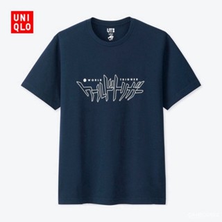 เสื้อเชิ้ตแขนสั้น เสื้อไม่ต้องรีด เสื้อยืดแขนสั้น เสื้อยืดผ้านิ่ม ผ้าฝ้ายแท้Uniqlo มาใหม่ เสื้อยืดแขนสั้น พิมพ์ลายทริกเก