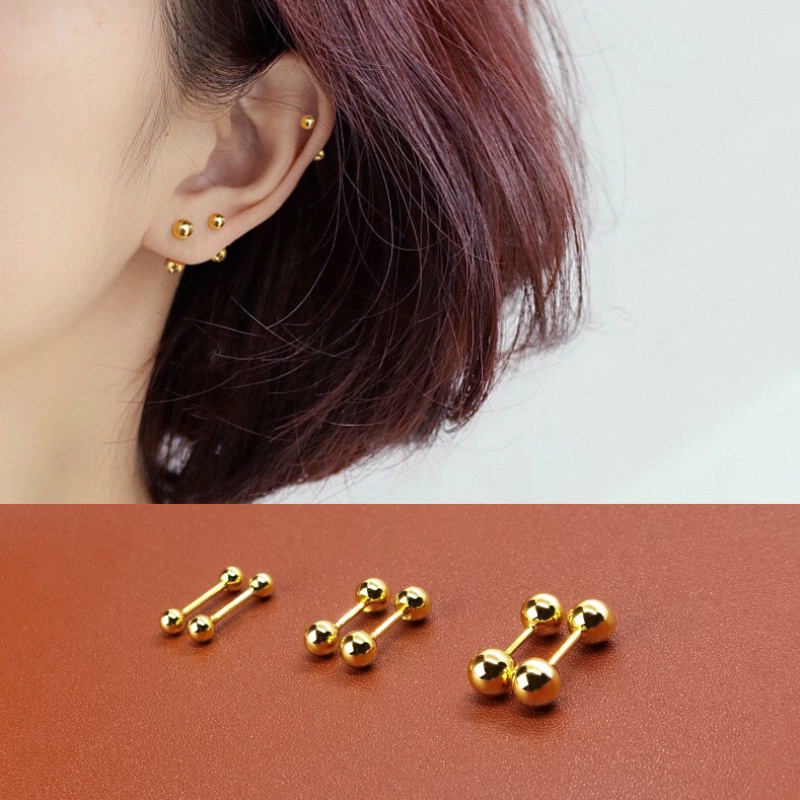 Double Ball Stud Earings สําหรับผู้หญิง Helix ต่างหูผู้หญิงไทเทเนียมเหล็ก Earings สําหรับเด็ก Hypoallergenic Non Tarnish อุปกรณ์เสริมชุดเครื่องประดับ