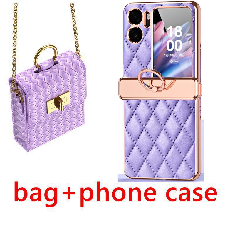 Hoce เคสโทรศัพท์มือถือหนัง PU แบบถัก ฝาพับ พร้อมสายโซ่คล้อง หรูหรา สําหรับ OPPO Find N2 N3 n3flip n2Flip