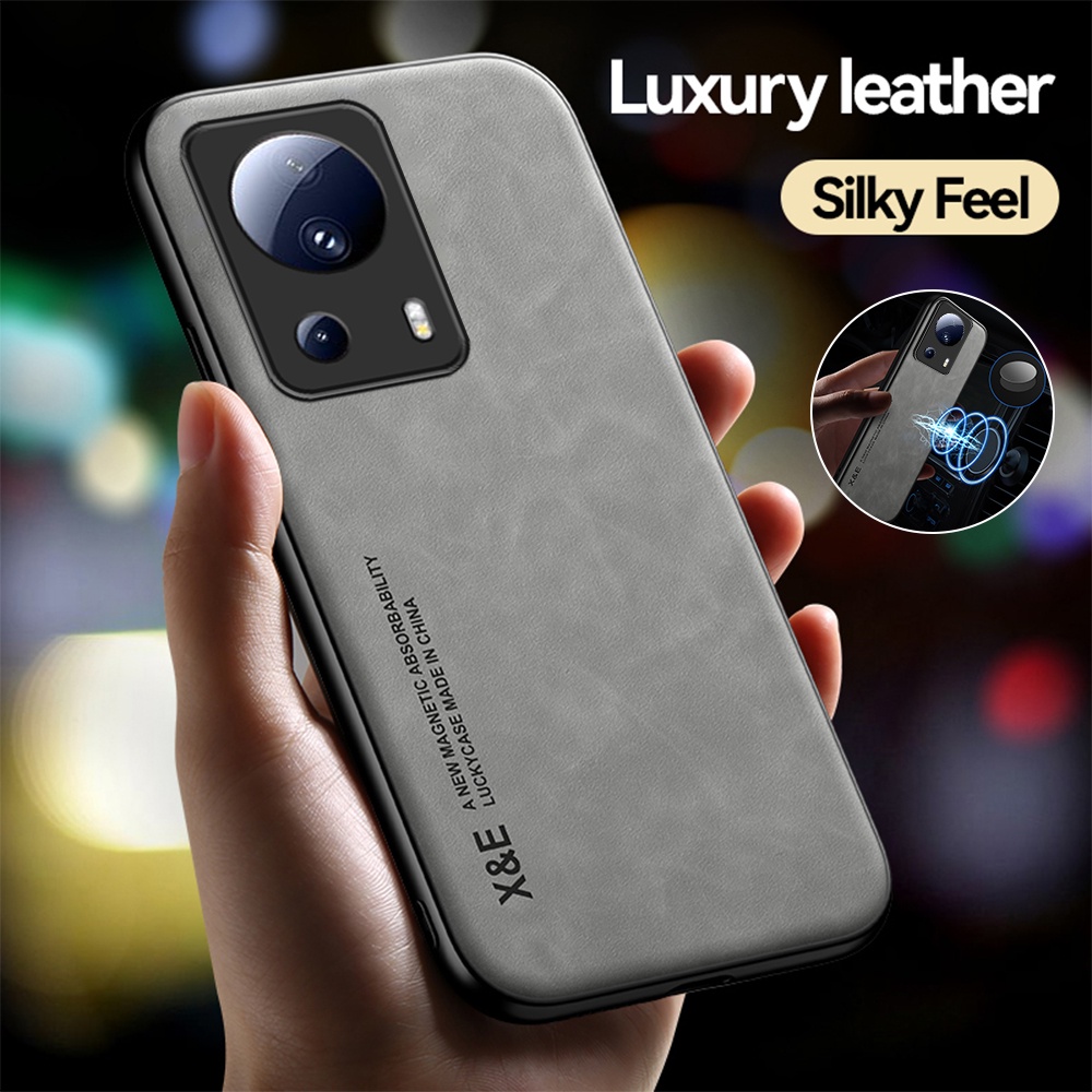 เคสโทรศัพท์หนังแกะ ซิลิโคน ผิวด้าน กันกระแทก มีแม่เหล็ก สําหรับ Xiaomi Mi 13 Lite Light 5G 6.55 นิ้ว