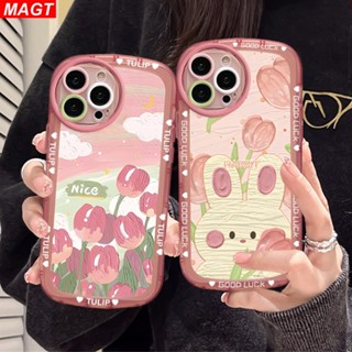 เคสโทรศัพท์มือถือ ลายภาพวาดสีน้ํามัน รูปดอกทิวลิป กระต่าย สร้างสรรค์ สําหรับ Samsung A04 A04S A13 A02S A03 A03S A30S A23 A11 A12 A51 A30 A50 A52 A20S A10S M11 M12 J7 Pro J7 Prime J4 Plus