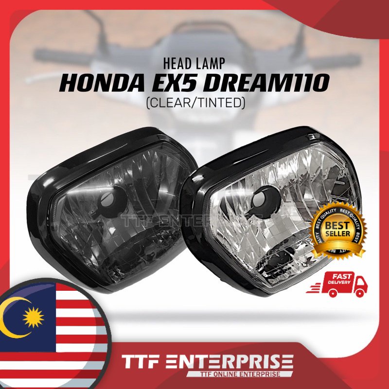 HONDA EX5 DREAM110 HEAD LAMP (CLEAR/TINTED) EX5DREAM EX5 DREAM 110 EX5110 DREAM110