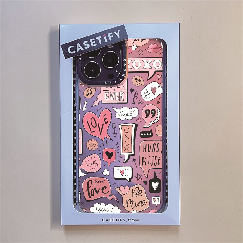 Casetify X OXOX เคสโทรศัพท์มือถือ PC TPU แข็ง ขอบลายหัวใจ สําหรับ IPhone 14 Pro MAX 14 Plus 13 Pro M