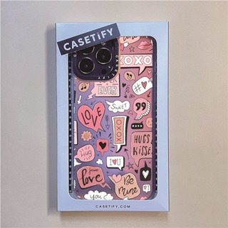 Casetify X OXOX เคสโทรศัพท์มือถือ PC TPU แข็ง ขอบลายหัวใจ สําหรับ IPhone 14 Pro MAX 14 Plus 13 Pro MAX 12 Pro MAX 11 Pro MAX XS MAX XR X