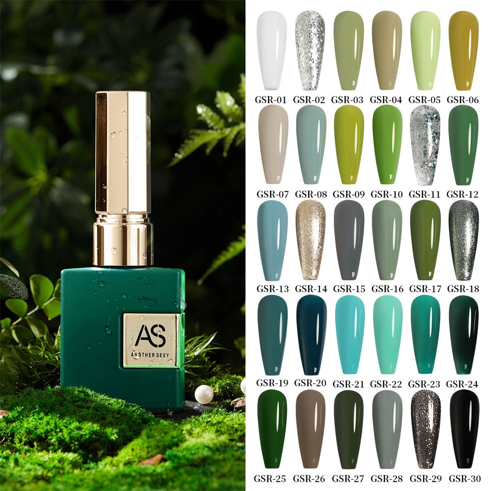 สีเจล โทนสีเขียว สวยๆ GSR Set สีทาเล็บ AS 15ml. ยาทาเล็บ สต๊อคแน่นๆ