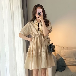 ฤดูร้อนใหม่เกาหลีชุดปลอกคอแขนสั้นหลวม