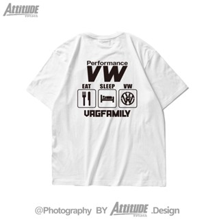 เสื้อยืดแขนสั้น ผ้าฝ้าย พิมพ์ลาย Attitude Volkswagen VW Golf GTI Scirco R Sagitar GLI ดัดแปลง สําหรับผู้ชาย