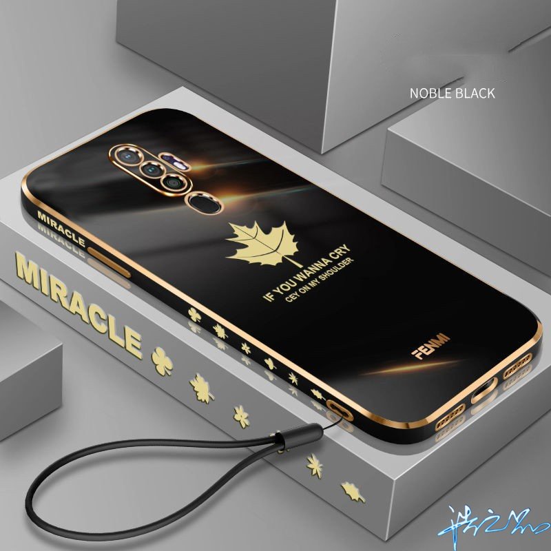 เคส Oppo A9 2020 A5 2020 เคสสไตล์เกาหลี 6D ซิลิโคนนิ่ม หรูหรา เคสโทรศัพท์ + ฟรีสายคล้อง