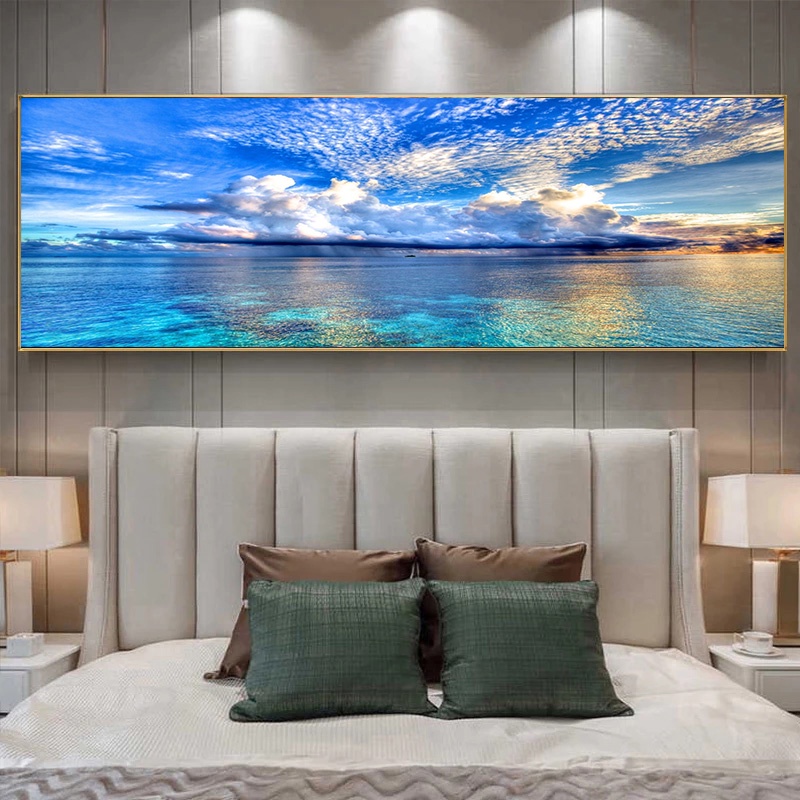 โปสเตอร์ผ้าใบ รูปทะเล พระอาทิตย์ตก ธรรมชาติ ขนาดใหญ่ สําหรับตกแต่งผนังบ้าน ห้องนั่งเล่น