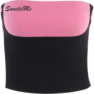 Sweeticme ใหม่ เสื้อท็อปลําลอง เปิดหลัง เซ็กซี่ เข้ารูป สีตัดกัน แฟชั่นสําหรับสตรี 2023