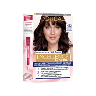 LOreal ลอรีอัล ปารีส เอ็กซ์เซลเลนซ์ ครีม ดีฟ คัพเวอร์ เบอร์ 412 สีน้ำตาลเข้มล้ำลึก 10g