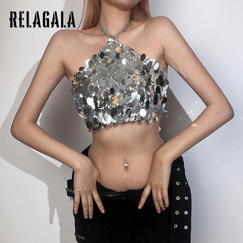 RelaGala ผู้หญิงแฟชั่นใหม่เซ็กซี่แขวนคอ Casual Street สายรัดเปลือย Halter Top — صورة 7