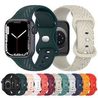 สายนาฬิกาข้อมือซิลิโคน แกะสลัก สําหรับ Apple watch Series Ultra 8 7 6 5 4 3 2 1 i watch 49 มม. 45 มม. 41 มม. 40 มม. 44 มม. 42 มม. 38 มม.