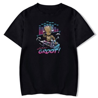 เสื้อยืดคอกลม เสื้อยืดผ้าหนา เสื้อยืดผ้านิ่ม Mens T-shirt Am Groot Cartoon Pr