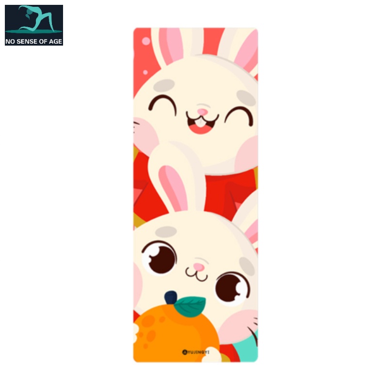 เสื่อโยคะ เสื่อโยคะ PU หนา สองด้าน กันลื่น ดูดซับน้ําทันที พิมพ์ลายการ์ตูนน่ารัก