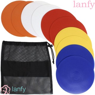 Lanfy กรวยมาร์กเกอร์ยาง ทรงกลม แบน หลากสี สําหรับฝึกซ้อมฟุตบอล