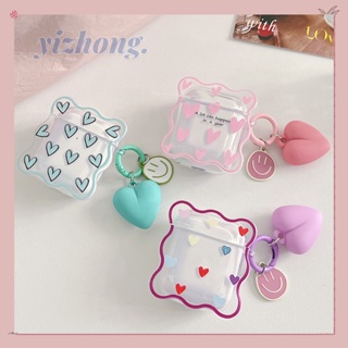 เคสหูฟัง TPU นิ่ม กันหาย กันรอยยิ้ม ลายดอกไม้ สีชมพู สีเขียว สําหรับ Airpods Pro 2 1 3