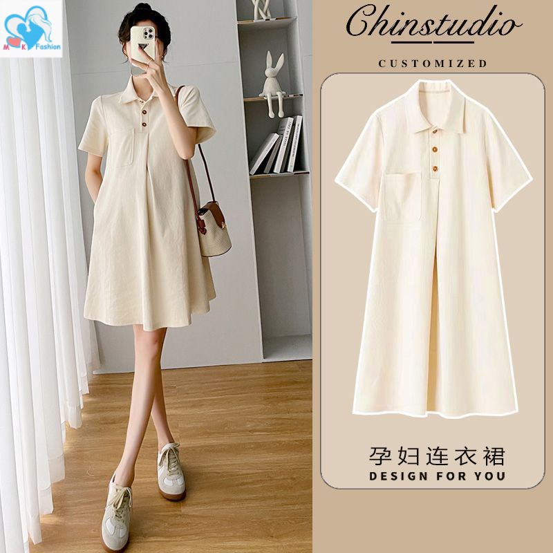 Mom & Kids Short Sleeves Summer Premium Fashion Maternity Dress Loose Korean Version Maternity Dress Seluar Mengandung กางเกงคนท้อง เลกกิ้งคนท้อง