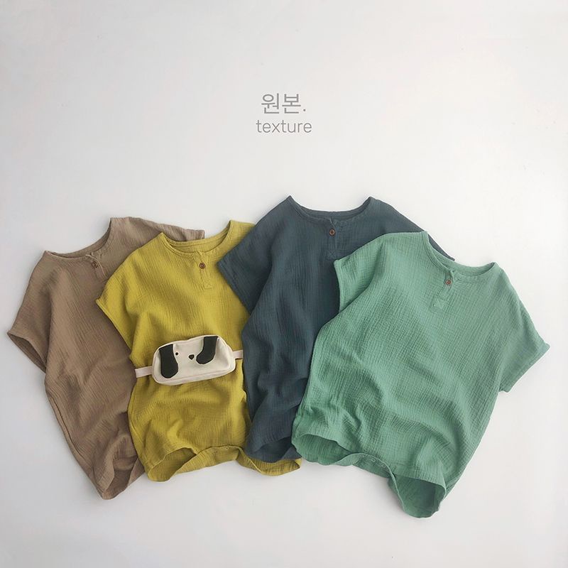 สินค้าใหม่ขายร้อนสบายผ้าฝ้ายผ้าลินินเส้นด้าย~ผูกปมสไตล์ตะวันตก ชุดจั๊มสูท~บ้านออกนอกบ้าน~เด็กชุดนอนฤดูร้อนใหม่บางชายหญิงอินเทรนด์เด