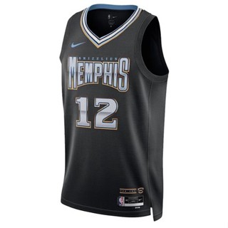 เสื้อกีฬาบาสเก็ตบอล แขนสั้น ลายทีม nba Memphis Grizzlies No.12 Ja Morant สีดํา 2023