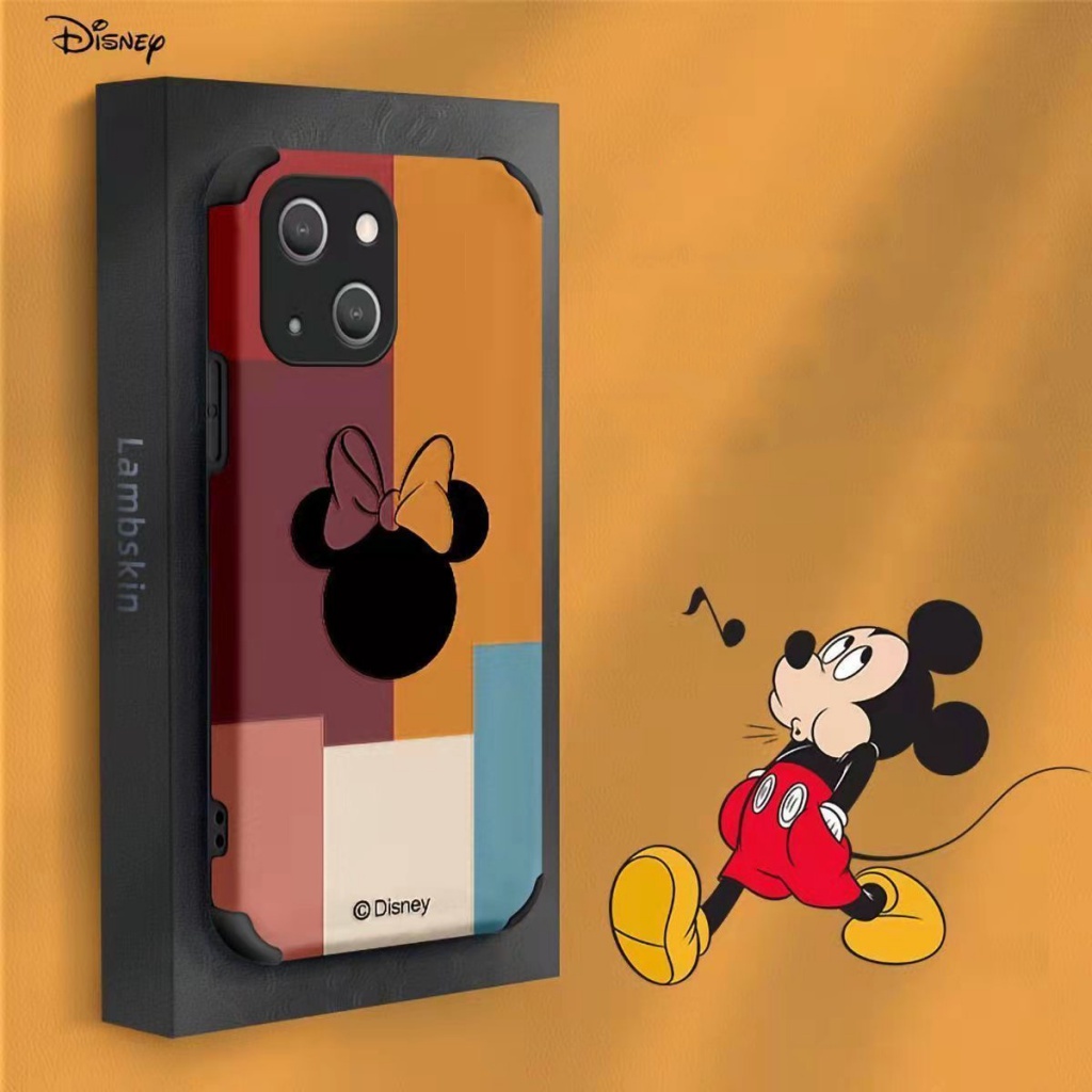 เคสโทรศัพท์มือถือหนังแกะ TPU แบบนิ่ม ลายการ์ตูนมิกกี้ มินนี่ กันกระแทก สําหรับ iPhone 11pro Max 14 Promax 11 12 13 6 7 8Plus X Max 15promax