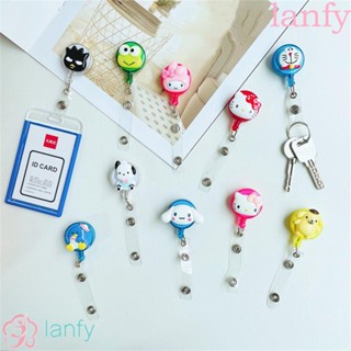 Lanfy คลิปหนีบป้ายชื่อ ลาย My Melody Kawaii Kuromi ID Card Cinnamoroll Nurse พับเก็บได้ สําหรับติดหน้าอก