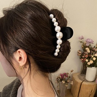 คลิปหนีบผ้ากํามะหยี่ ลายฉลาม ขนาดใหญ่ สีดํา แฟชั่นเกาหลี
