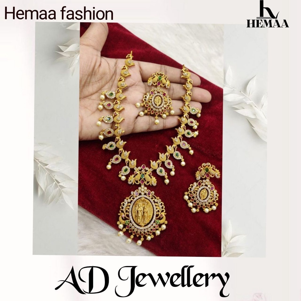 AD Jewellery Bollywood Jewellery สร้อยคออินเดียพร้อมต่างหู