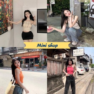 Mini shop🌸พร้อมส่ง🌸 (32161)  เสื้อสายเดี่ยวไหมพรม ถักไหมพรมน่ารักดีเทลแถมปลอกคอเก๋ๆ -C