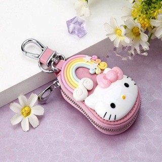 High-End Cowhide Cute Kitty Key Case Female Korean Creative Genuine Leather Car Key Ring Female Cartoon Key Bag 2Ock