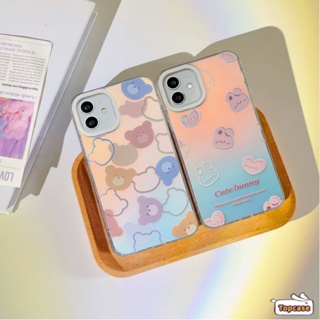 เคสโทรศัพท์มือถือ กันกระแทก ลายการ์ตูนหมีน้อย ไล่โทนสี 3 in 1 สําหรับ iPhone 14 13 12 11 Pro Max X XR Xs Max 8 7 Plus SE 2020