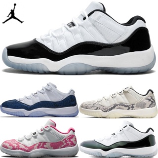 รองเท้าบาสเก็ตบอล NK Air Jordan 11 AJ11 แต่งหัวเข็มขัด สีขาว สําหรับผู้ชาย และผู้หญิง