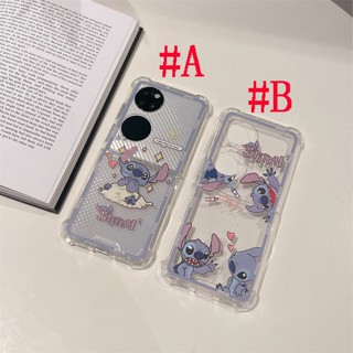 เคสแข็ง Clear Case HUAWEI P50 Pocket S Cute Cartoon Stitch Shockproof Design Protective Hard Case