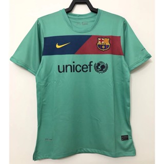 เสื้อกีฬาแขนสั้น ลายทีมชาติฟุตบอล Barca Away 2010 11 AAA สไตล์วินเทจ แห้งเร็ว สําหรับผู้ชาย ไซซ์ S - XXL