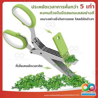 มีด RAINBEAU กรรไกรหั่นผัก กรรไกรซอยผัก ซอยต้นหอม (5 Blade Vegetable Stainless Steel Herbs Scissor)