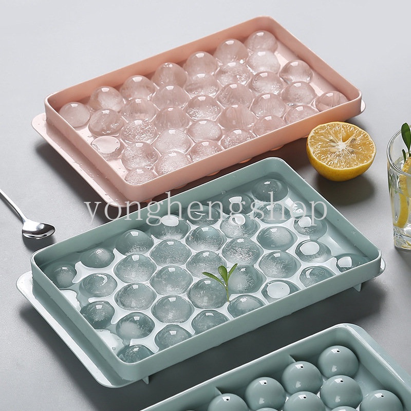 แม่พิมพ์น้ําแข็ง ทรงกลม 3D 33 ช่อง พร้อมฝาปิด DIY สําหรับทําน้ําแข็ง วิสกี้ เครื่องดื่มเย็น ค็อกเทล ปาร์ตี้ ห้องครัว