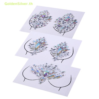 Goldensilver สติกเกอร์คริสตัล ติดหน้าอก และหน้าอก สีเงิน สําหรับผู้หญิง