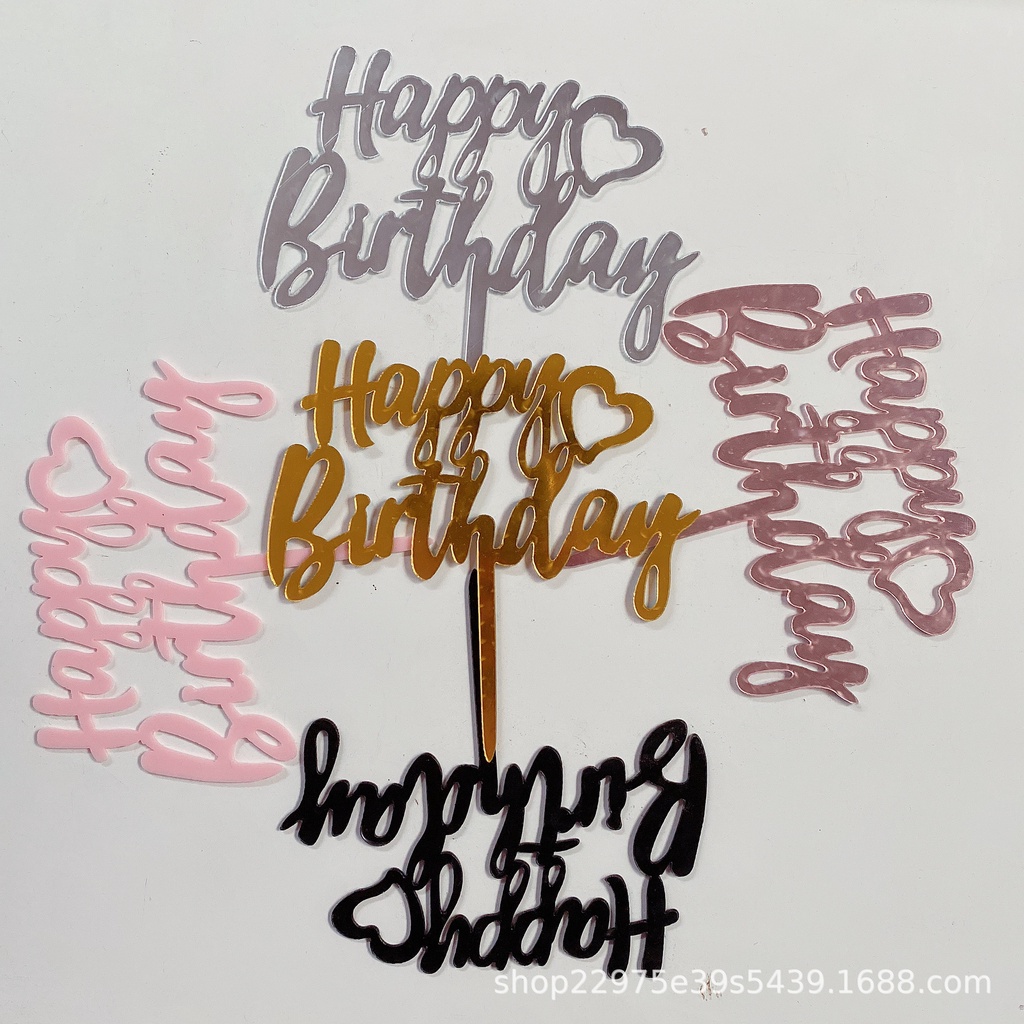 ป้ายสัญลักษณ์ตัวอักษรภาษาอังกฤษ HAPPY BIRTHDAY สําหรับตกแต่งเค้กวันเกิด 10 ชิ้น ต่อชุด