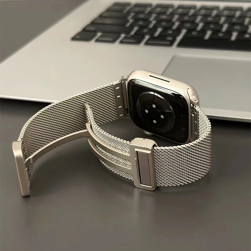 สายนาฬิกาข้อมือแฟชั่น โลหะ หัวเข็มขัดแม่เหล็ก สําหรับ Smart Watch 3 4 5 6 7 8 SE Ultra iWatch 38/40 มม. 44 มม. 45 มม. 49 มม.