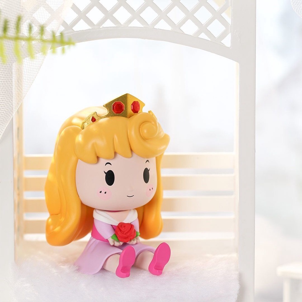 โมเดลตุ๊กตาฟิกเกอร์ PVC เจ้าหญิงดิสนีย์ Q Version Snow White Cinderella Ariel Bella Aurora สําหรับตกแต่งเค้ก 6 ชิ้น ต่อชุด