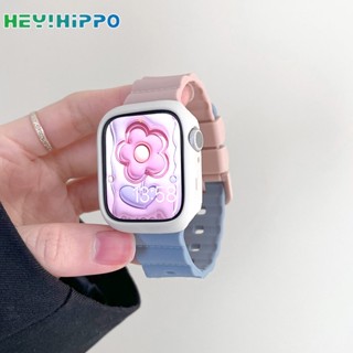 สายนาฬิกาข้อมือ ซิลิโคน พร้อมเคสป้องกัน สําหรับ smartwatch series 8 7 6 5 SE 4 iwatch 45 44 42 41 40 38 มม.