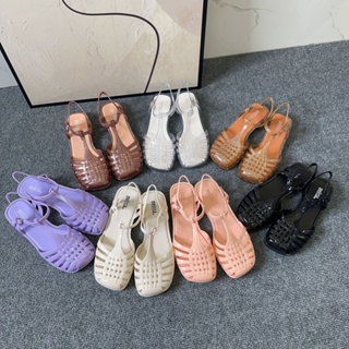 พร้อมส่ง ใหม่ Melissa รองเท้าแตะ เนื้อเจลลี่ถัก หัวสี่เหลี่ยม สไตล์โรมัน เรโทร แฟชั่นฤดูร้อน สําหรับผู้หญิง 2023