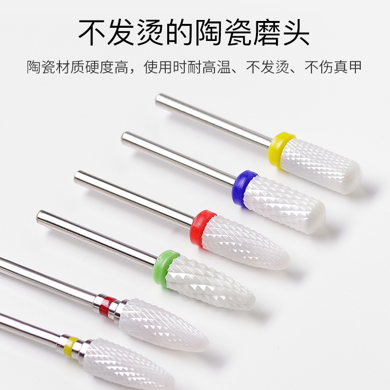 ทําเล็บมือหัวข้าวโพดเซรามิกหัวทรงกระบอกแบนคอลัมน์หัวขัดเครื่องขัดเดี่ยวเปลี่ยนหัวถอดเล็บขัดผิวเล็บเครื่องมือ - รูปที่ 2