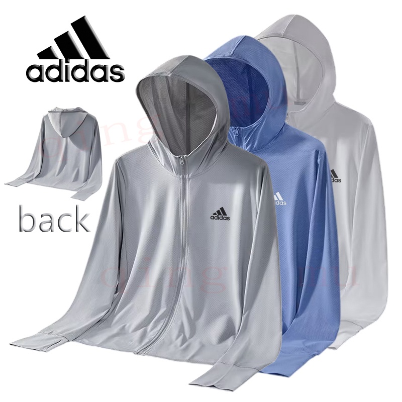ADIDAS เสื้อแจ็กเก็ตกันแดด มีฮู้ด ผ้าเรยอน แบบบาง ป้องกันรังสียูวี เหมาะกับใส่ตกปลากลางแจ้ง สไตล์สปอร์ต สําหรับผู้ชาย